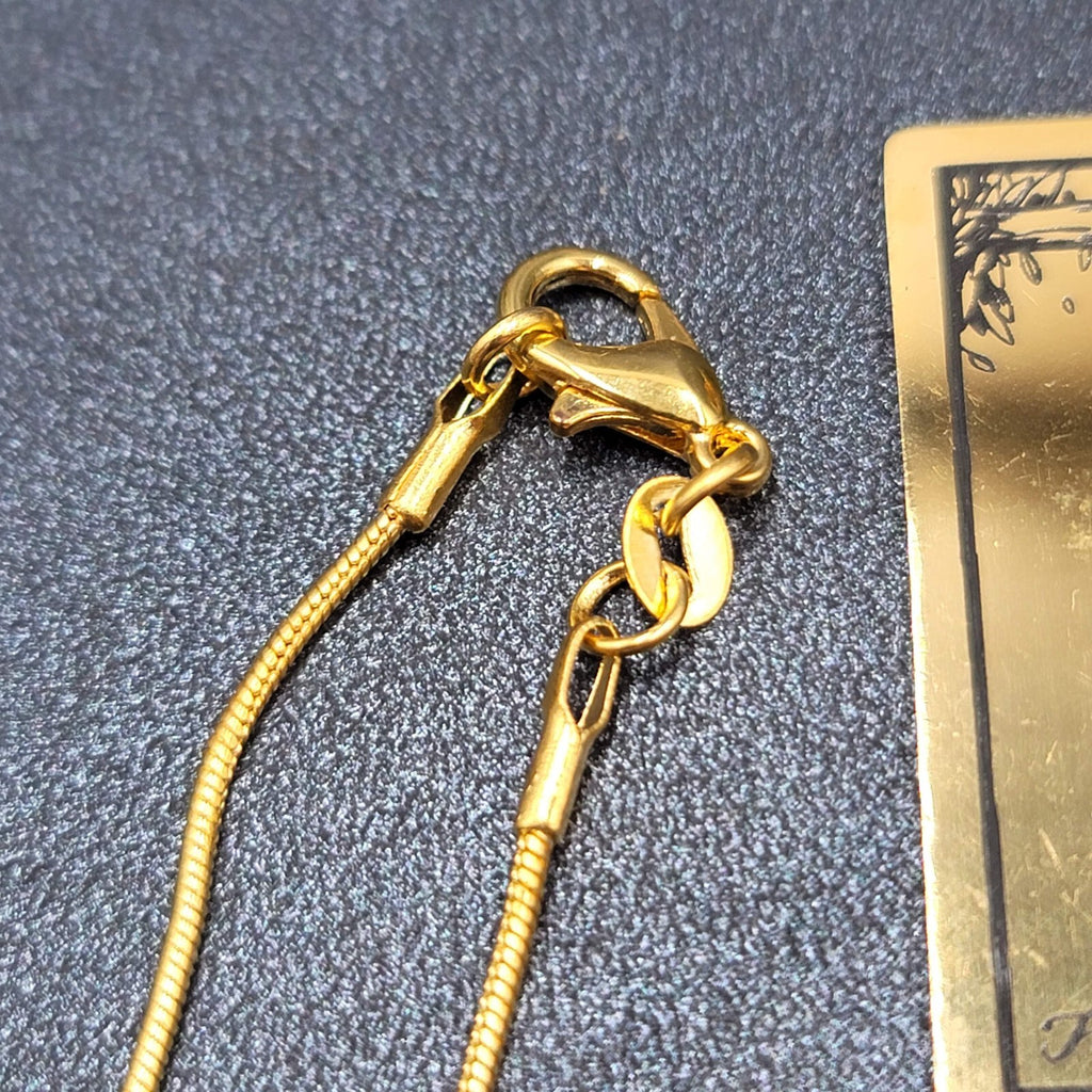 The HANGED MAN Tarot Card Pendant Necklace Major Arcana Gold tone 18”.