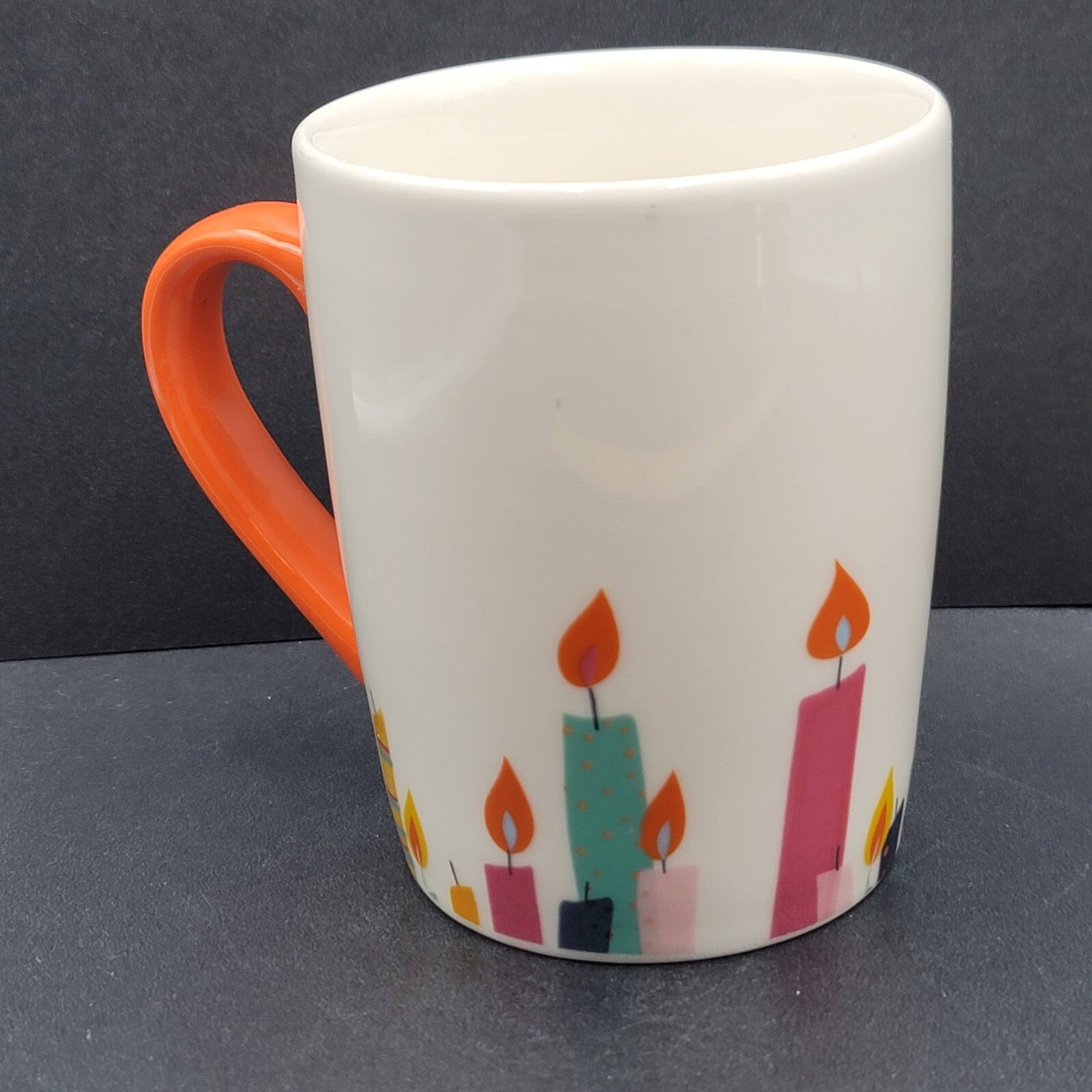 Starbucks Birthday Candles 10 oz Coffee Mug Cup 2020 White Orange Handle