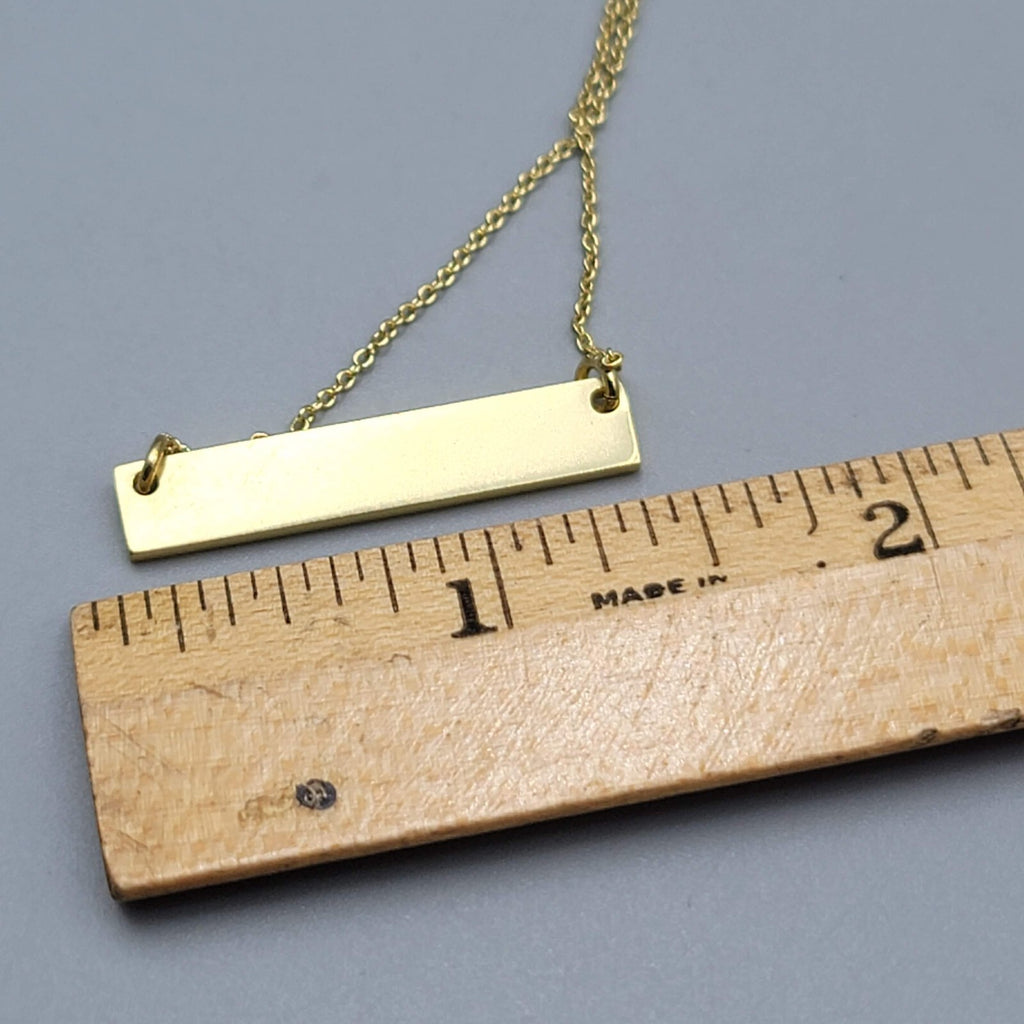Monogram Letter N Necklace Yellow Gold tone Bar Pendant 18"