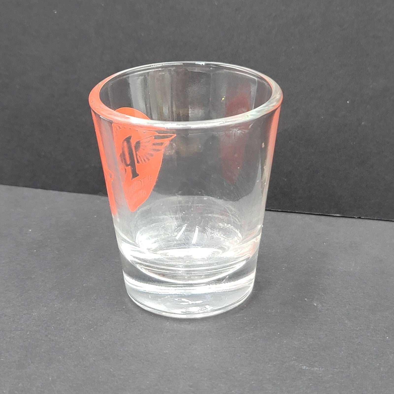 Petersen Automotive Museum Shot glass Souvenir Clear Red Lettering