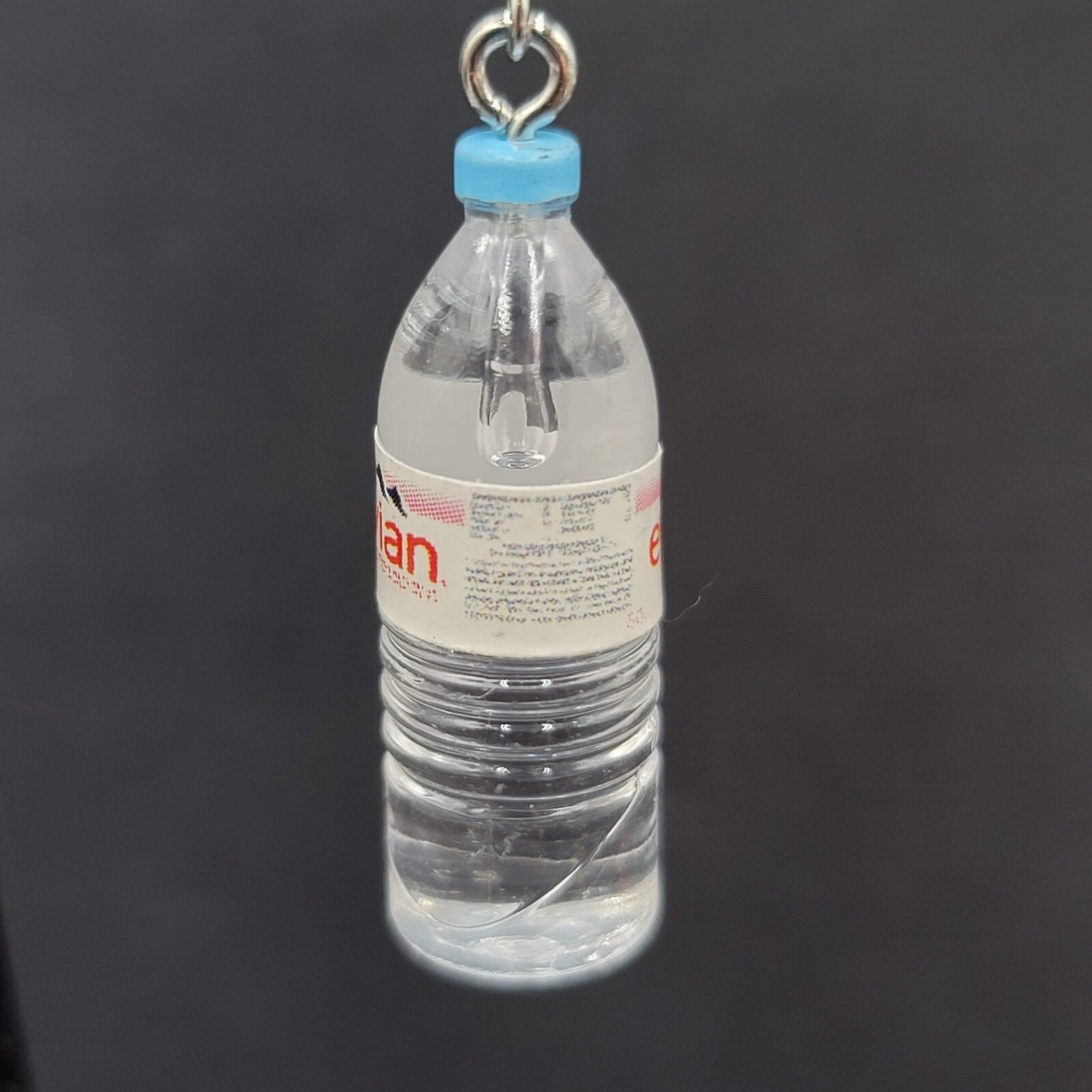 Pierced Earrings Miniature Evian Water Bottle Dangle 1.25"