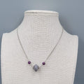 Vintage Sarah Cov Choker Necklace Silver tone Purple Gray Swirl Bead 14" 16"