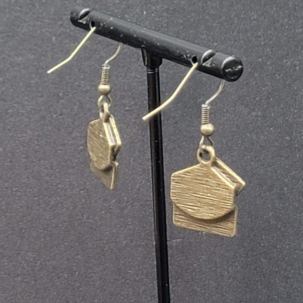 New I Love You Letter Pierced Earrings Bronze tone Dangle 3/4"