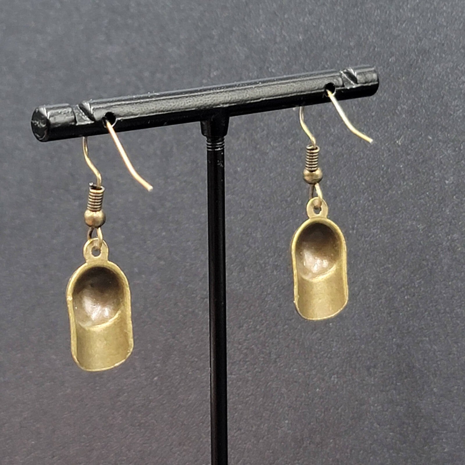 New Baseball Hat Pierced Earrings Bronze tone Dangle 3/4"