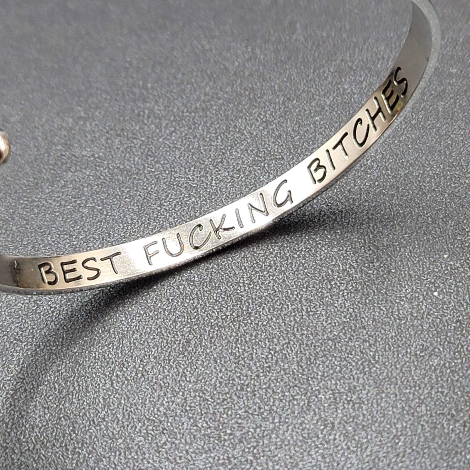 Cuff Bracelet Inside Message Best F*cking B!tches Friendship MINT & LILY