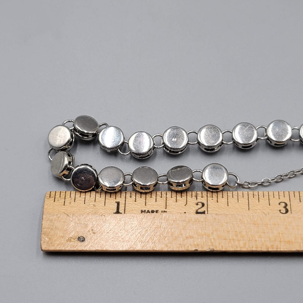 Choker Layered Chain Necklace Silver tone Chains Rhinestones 12"-15" & 21"+