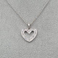 Open Heart Crystal Pendant Necklace Silver tone 16"-20"