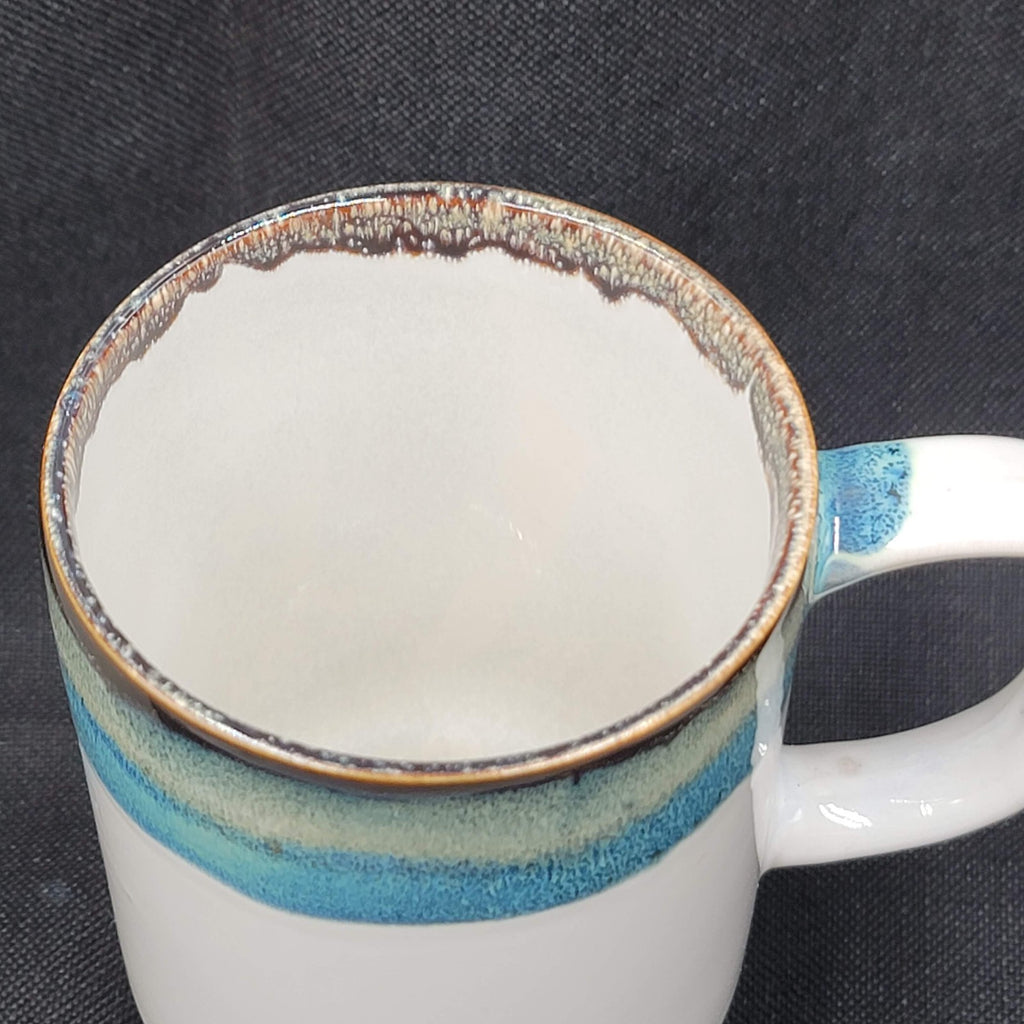 Leaf Bean Speckled Ceramic Coffee Mug Tall Blue Gray 20 ounces 6"