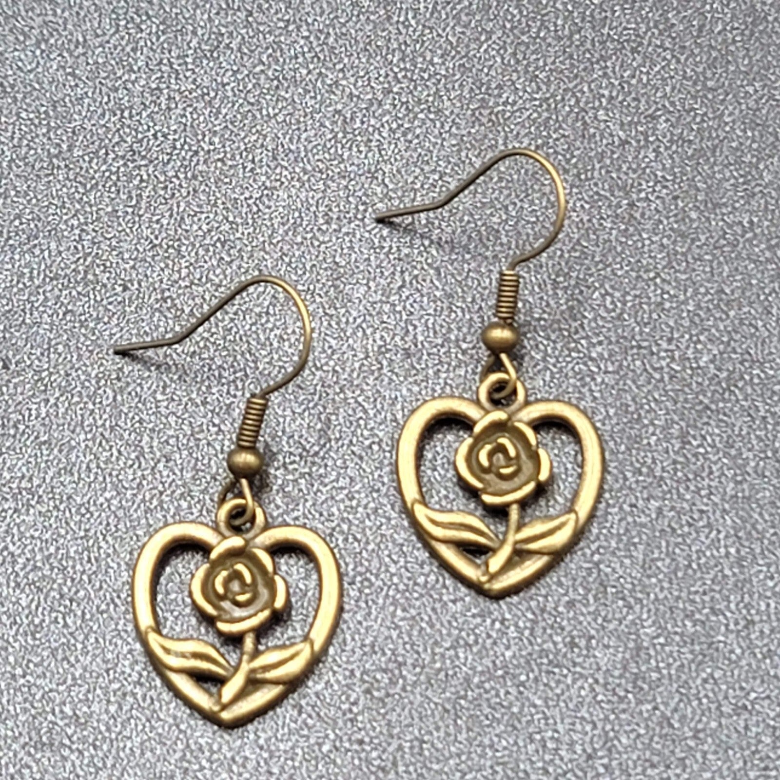New Pierced Earrings Bronze tone Embossed Dangle 3/4"