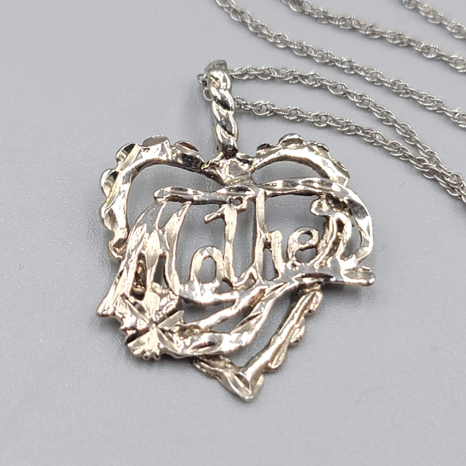 Vintage Sterling Silver Mother Pendant Necklace 18" Chain Mothers Day Gift