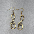 New Infinity Love Pierced Earrings Bronze tone Dangle Open Work 1.5"