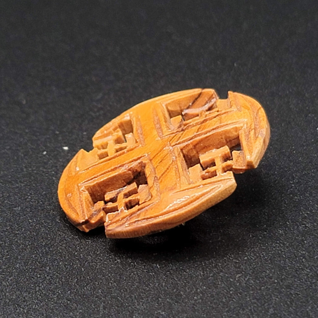 Holy Land Jerusalem Cross Brooch Pin Hand Carved Olive Wood Crusader Cross 1.5"