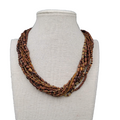 Multistrand Brown Wood Bead Twist Necklace 16"-18"