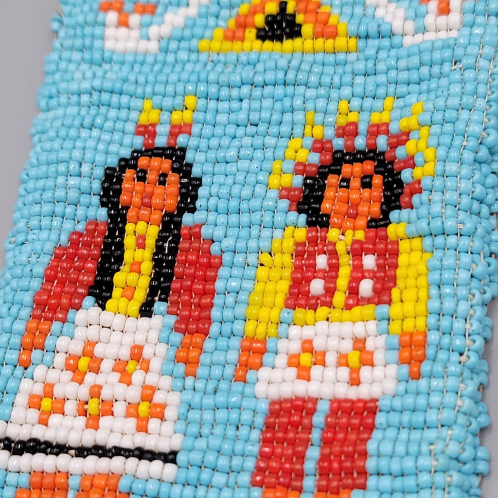 Vtg Native American Seed Bead Sunglass Eye Glass Case Holder Leather