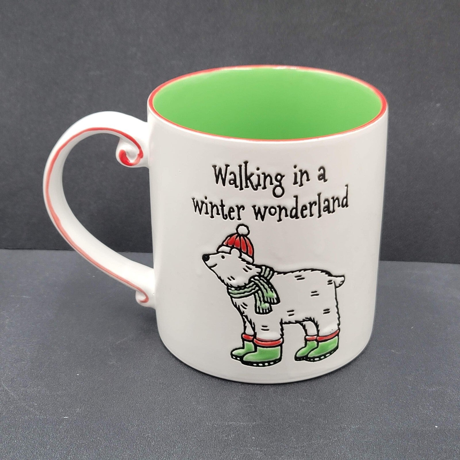 Spectrum Coffee Mug Embossed Walking in a Winter Wonderland Polar Bear Large