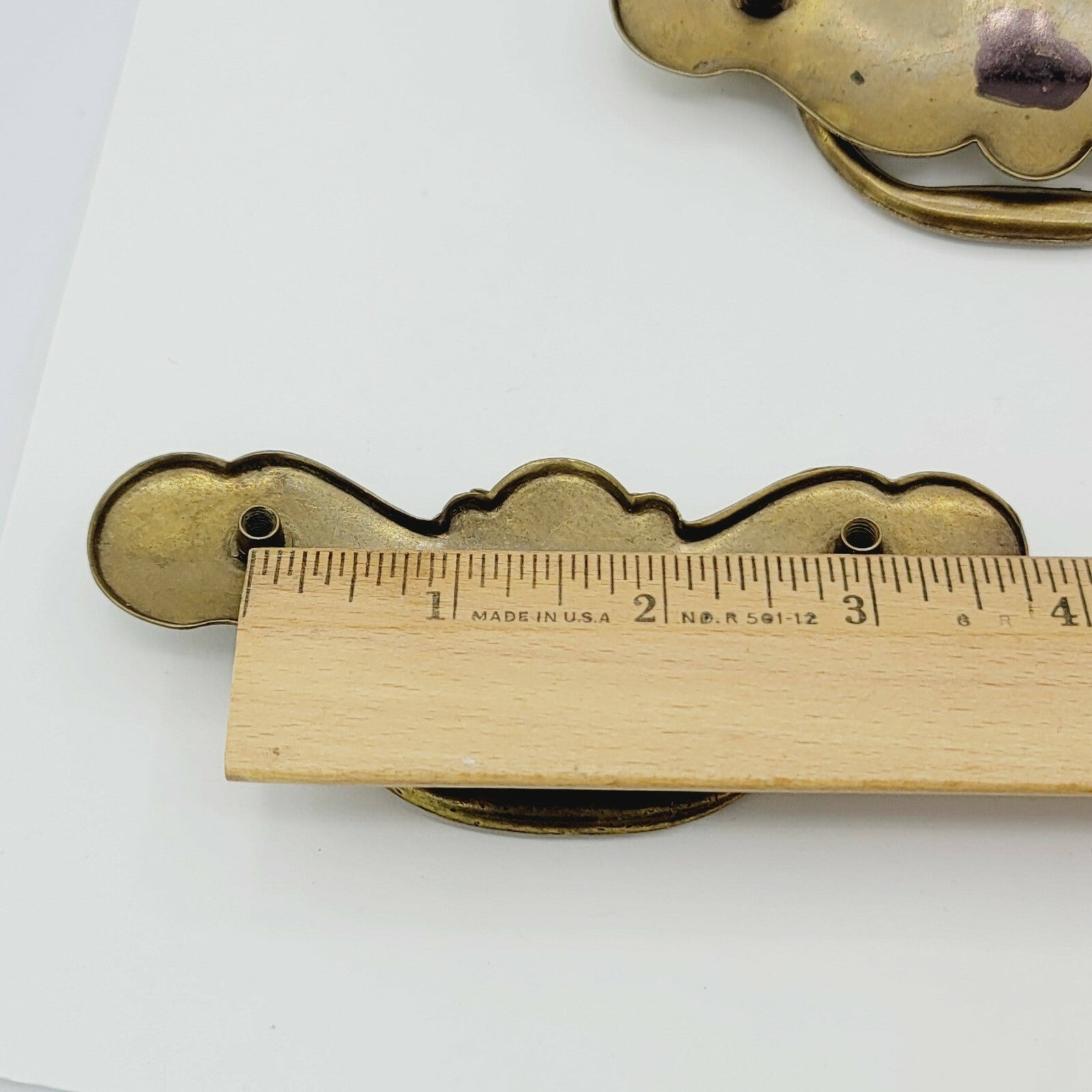 Vintage Brass Drawer Pulls PAIR Salvage Hardware 4 5/8" x 1 5/8" (3")