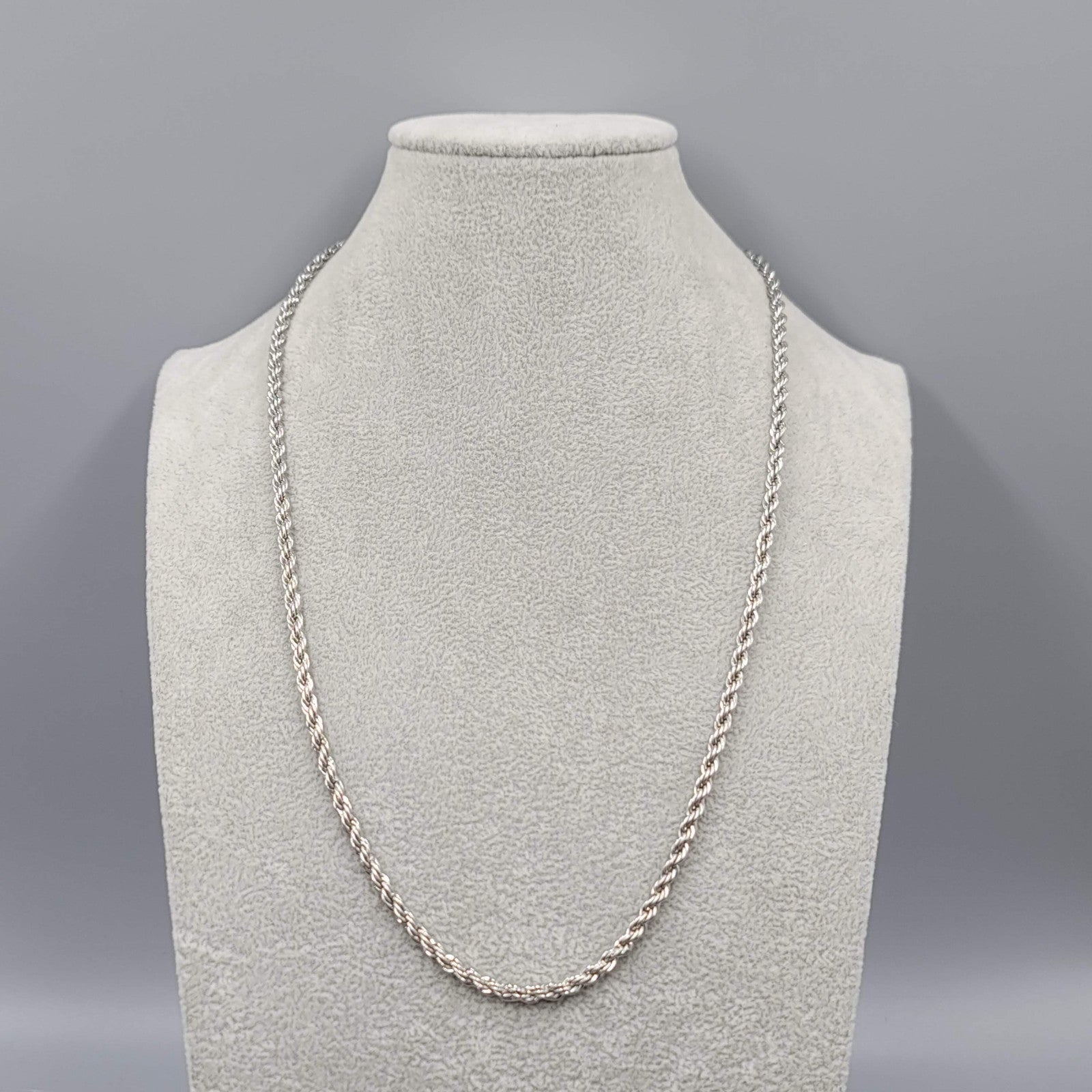 Rope Chain Necklace Silver tone 22 in 3.8mm wide