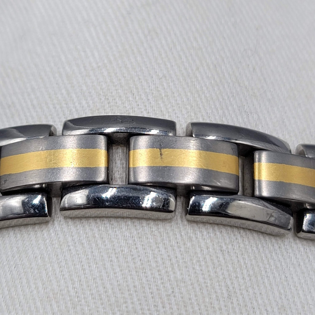 Mens Titanium Link Bracelet Two Toned Size 8.5