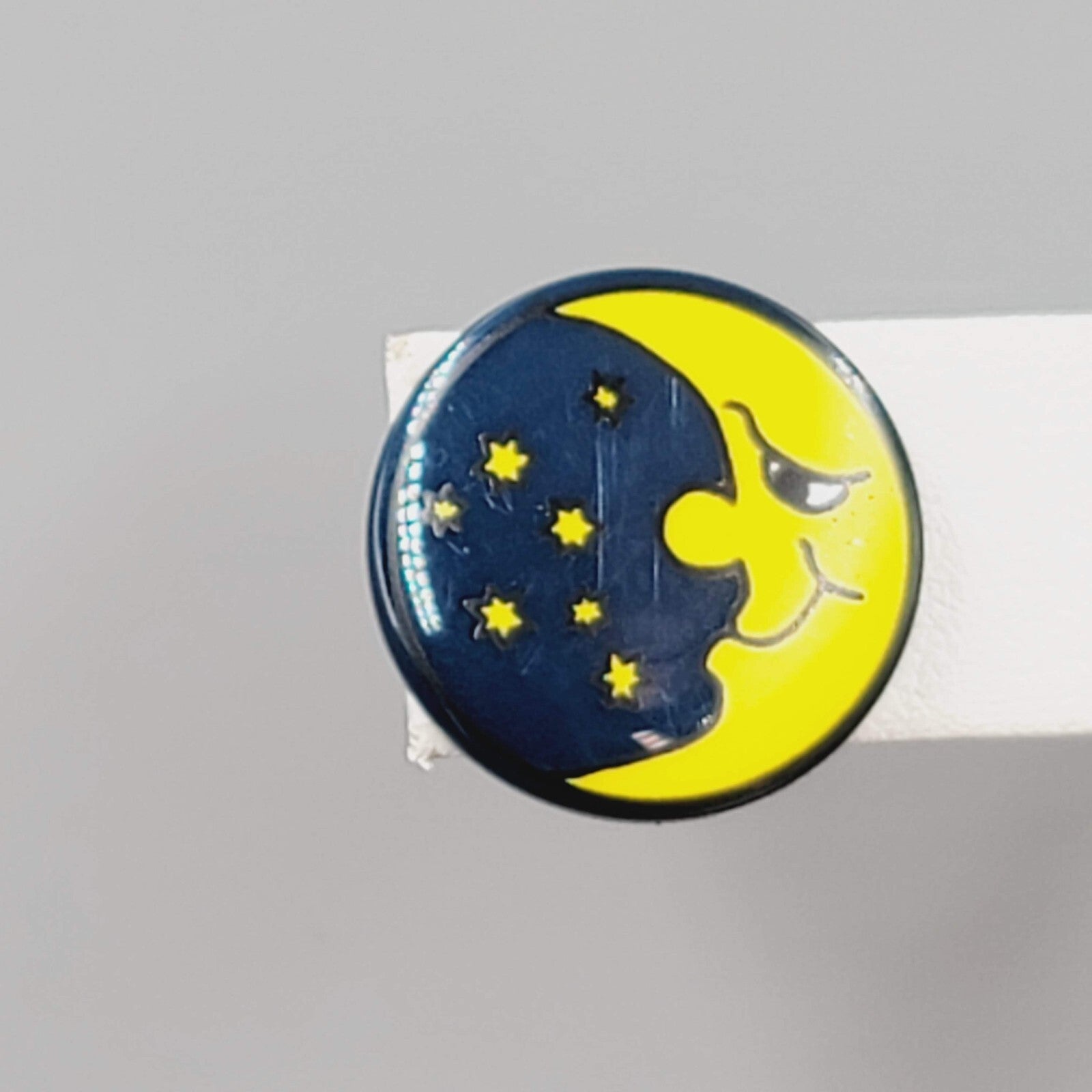Crescent Moon Pierced Earrings Man in the Moon Round Night Sky 5/8"