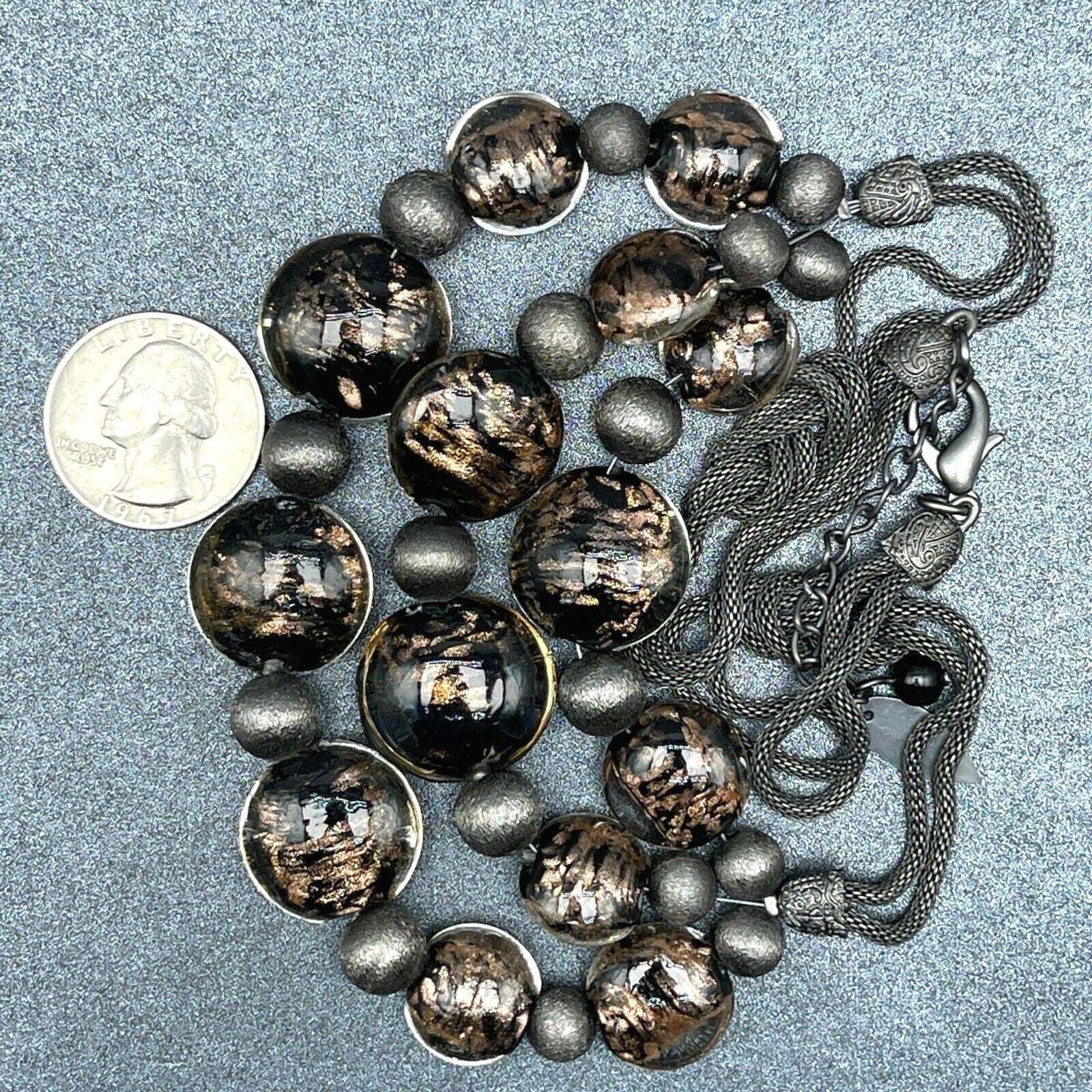 Coldwater Creek Cord Art Glass Bead Necklace Statement Layer 18" - 20"