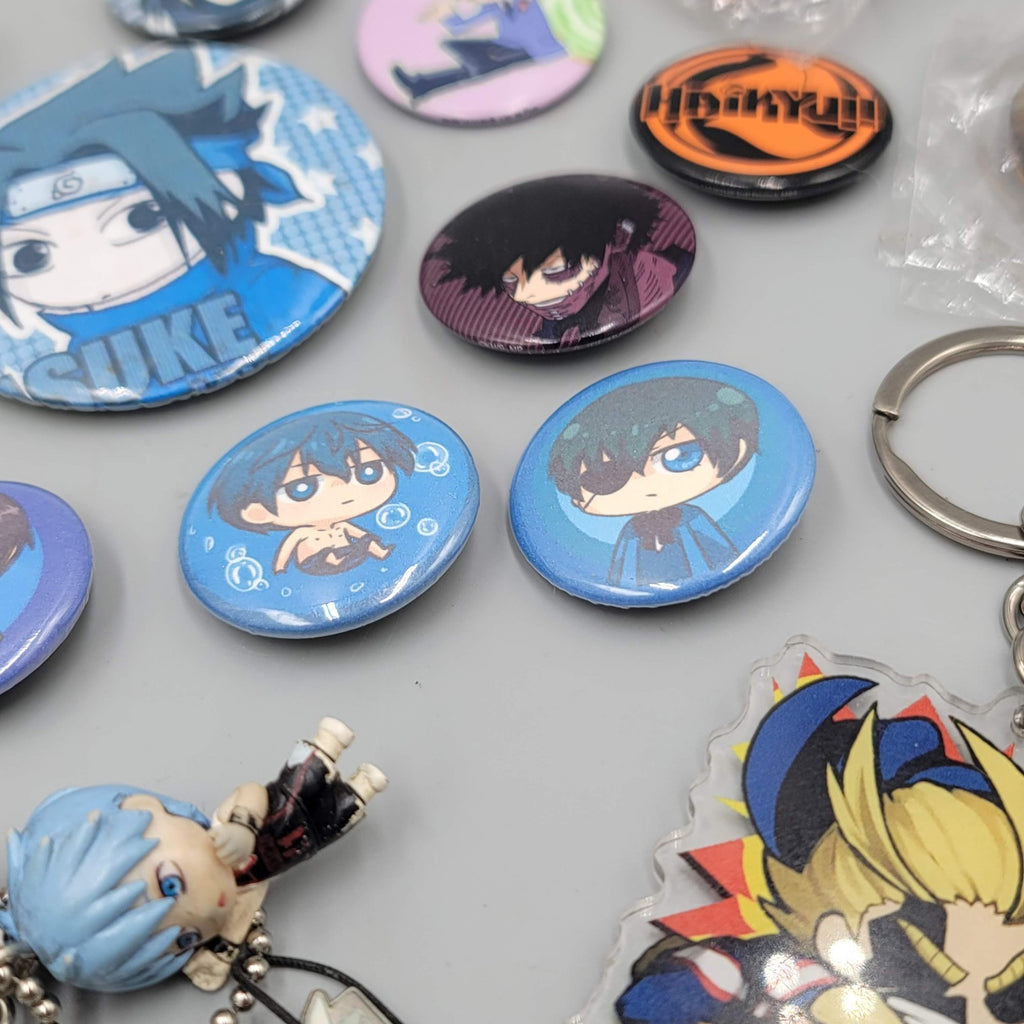 Anime Pin Button Sticker Keychain Charm Lot