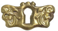 SINGLE Vintage Brass Skeleton Key hole Escutcheon 2" x 1"