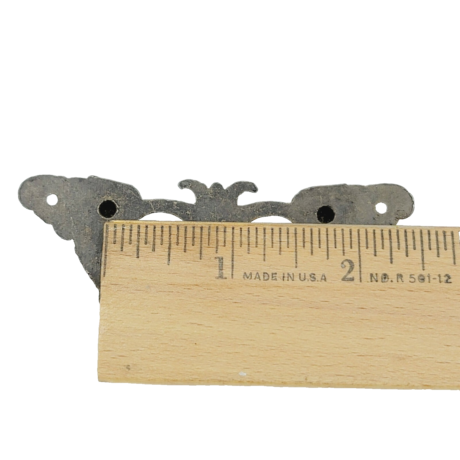 Vintage Drawer Pull Bail Handle Solid Brass 3 1/4" x 1 1/4" holes 1 3/4" 