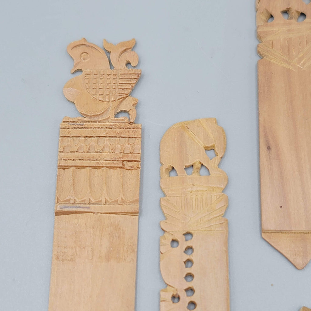 Vintage Lot of Hand Carved Elephant Wood Bookmarks Nice Detail