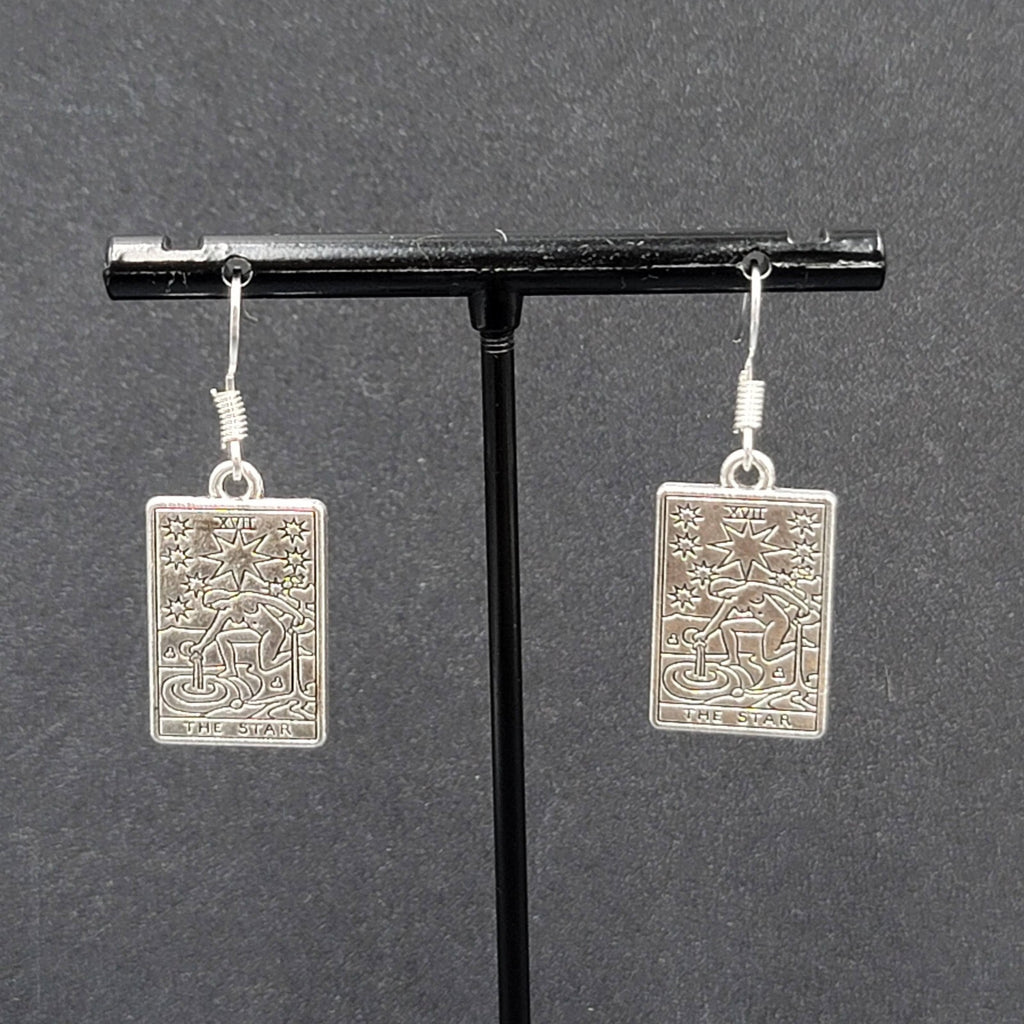 The STAR Tarot Card Pierced Earrings Silver tone 1"