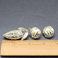 Vintage Flower Brooch Clip on Earrings Set Silver tone AB Rhinestone