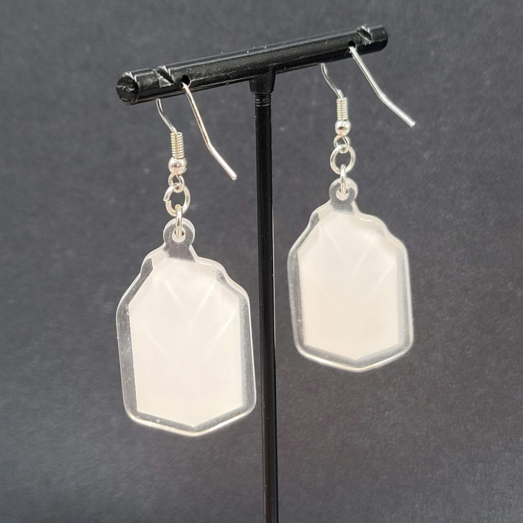 Strawberry Milk Pierced Earrings Acrylic Dangle Silver tone Hooks 1.5"