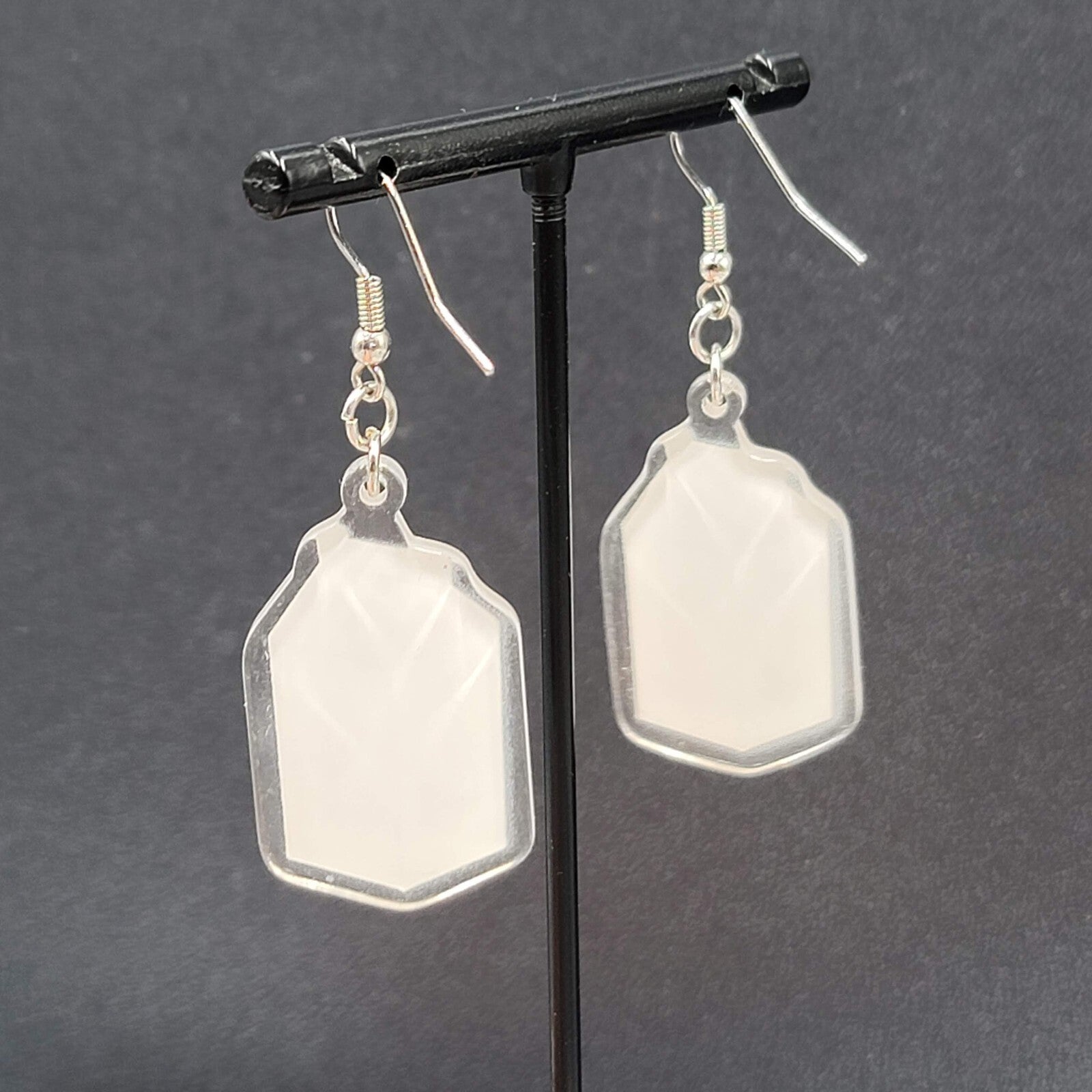 Strawberry Milk Pierced Earrings Acrylic Dangle Silver tone Hooks 1.5"