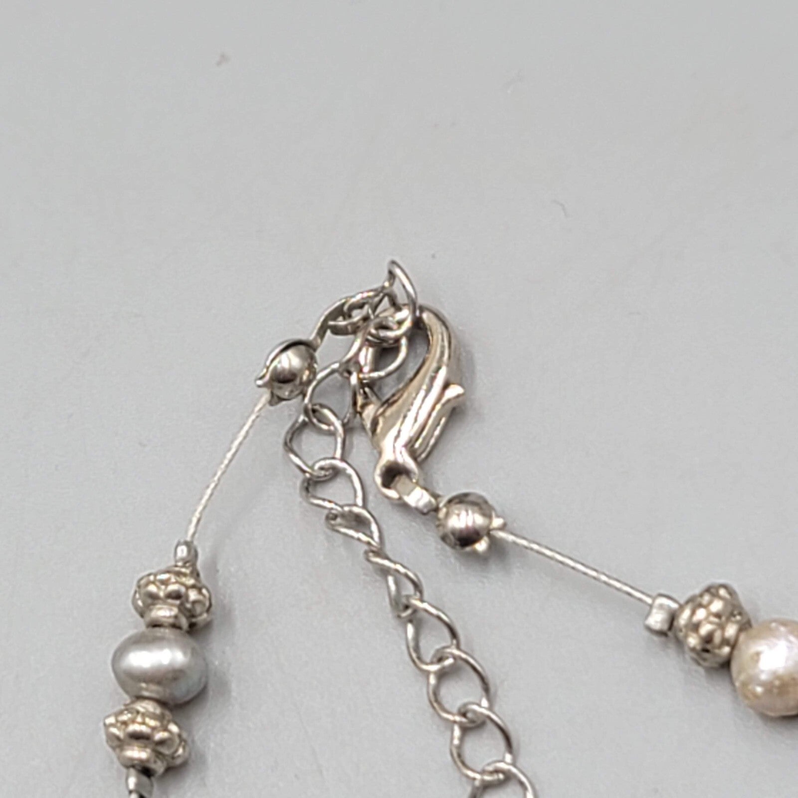 Express Floating Bead Necklace Blue Stone Silver tone 14"-16"