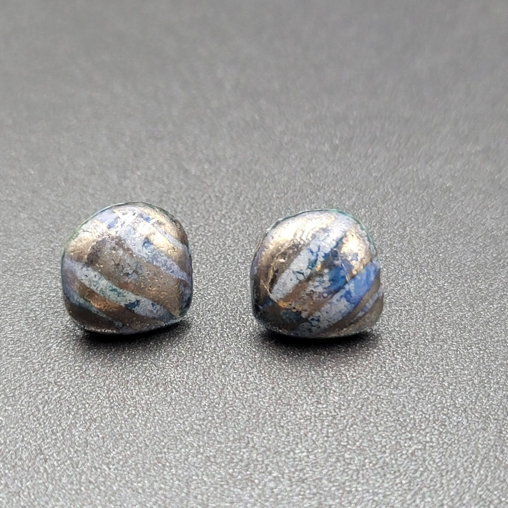 Vintage Pierced Earrings Ceramic Hand Painted Studs 5/8"
