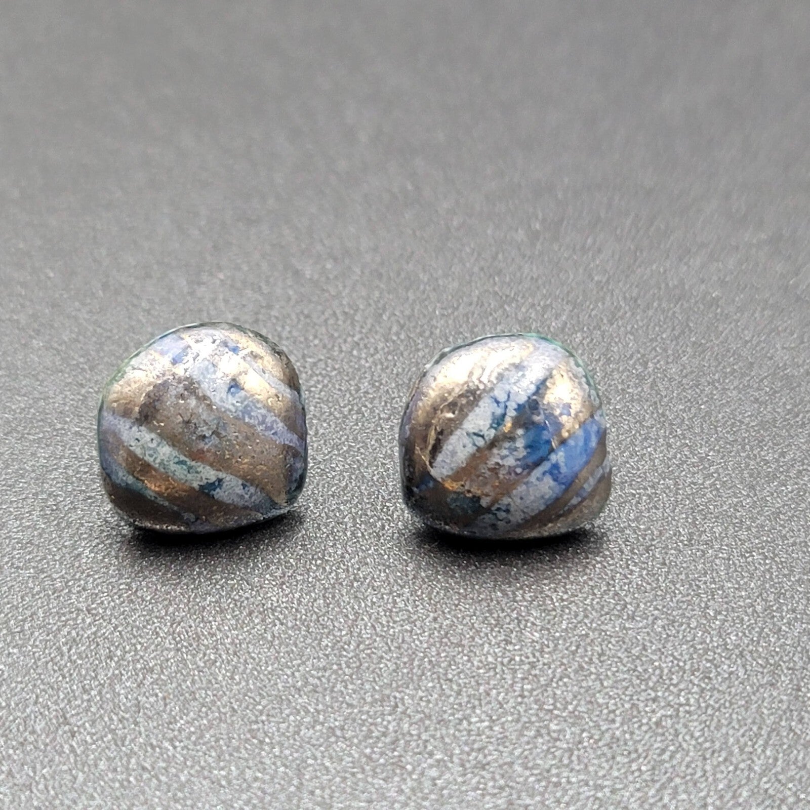 Vintage Pierced Earrings Ceramic Hand Painted Studs 5/8"