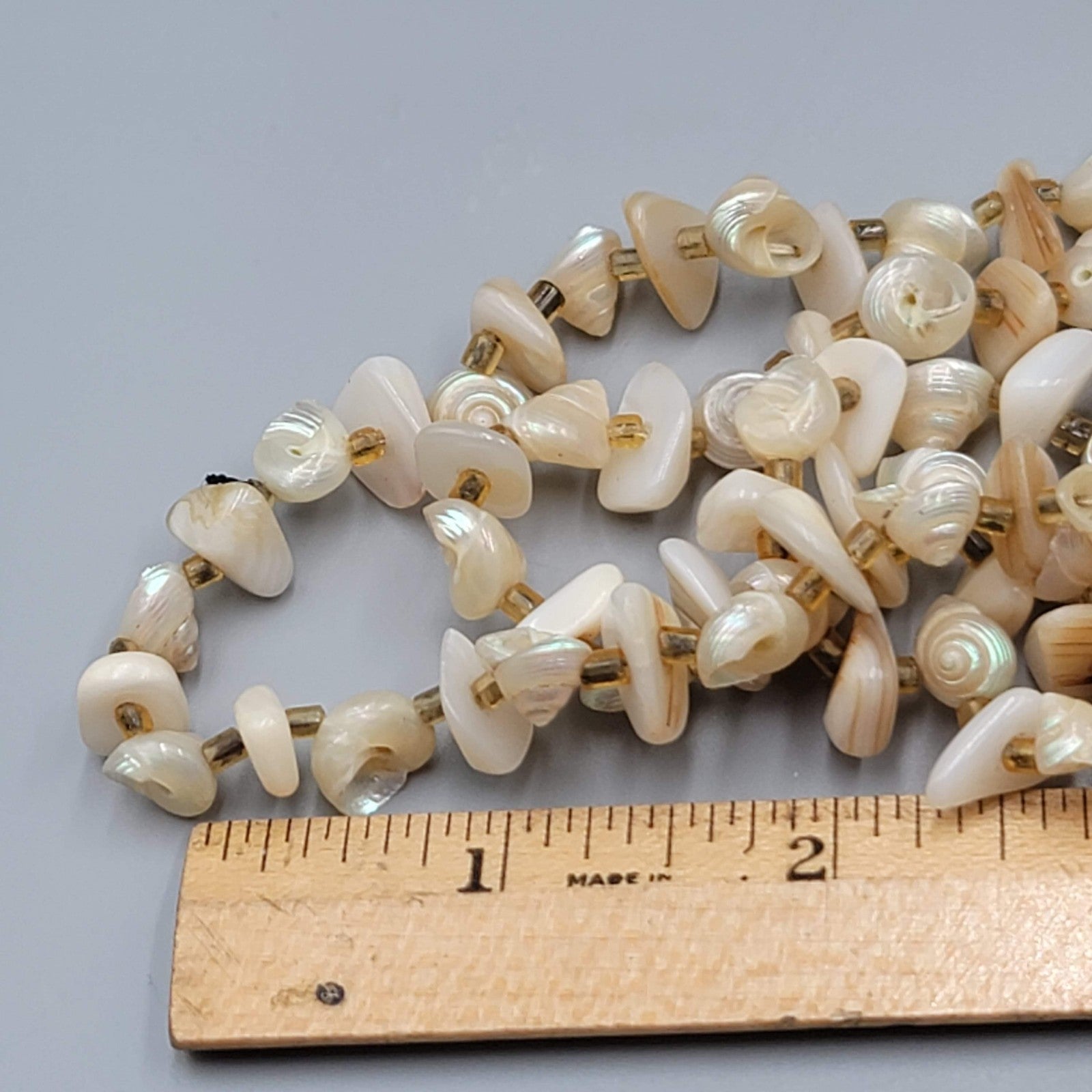 Vintage Real Shell Bead 4 Strand Necklace Estate Costume Jewelry 16" 18"20"22"