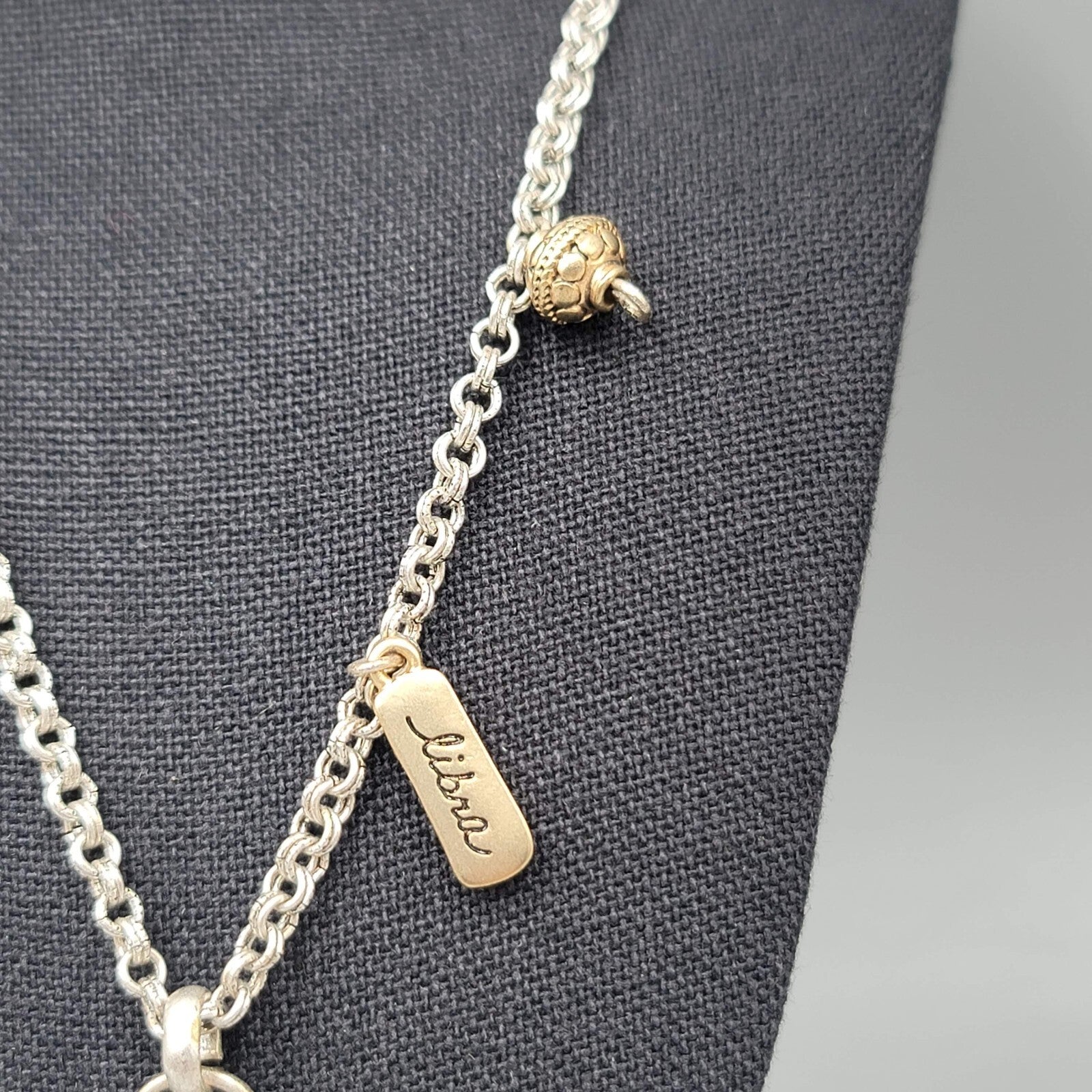 Chicos Libra Necklace Silver tone Charms Pendant Zodiac 18"
