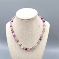 Purple Amethyst and Quartz Bead Necklace Stone 16"