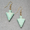 Pierced Earrings Silver tone Blue Stone Arrow Dangle 1"
