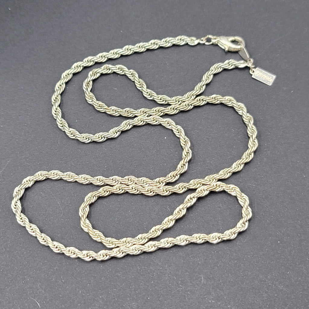 Vintage Revelon Twist Rope Necklace Silver tone Estate Costume Jewelry 24"