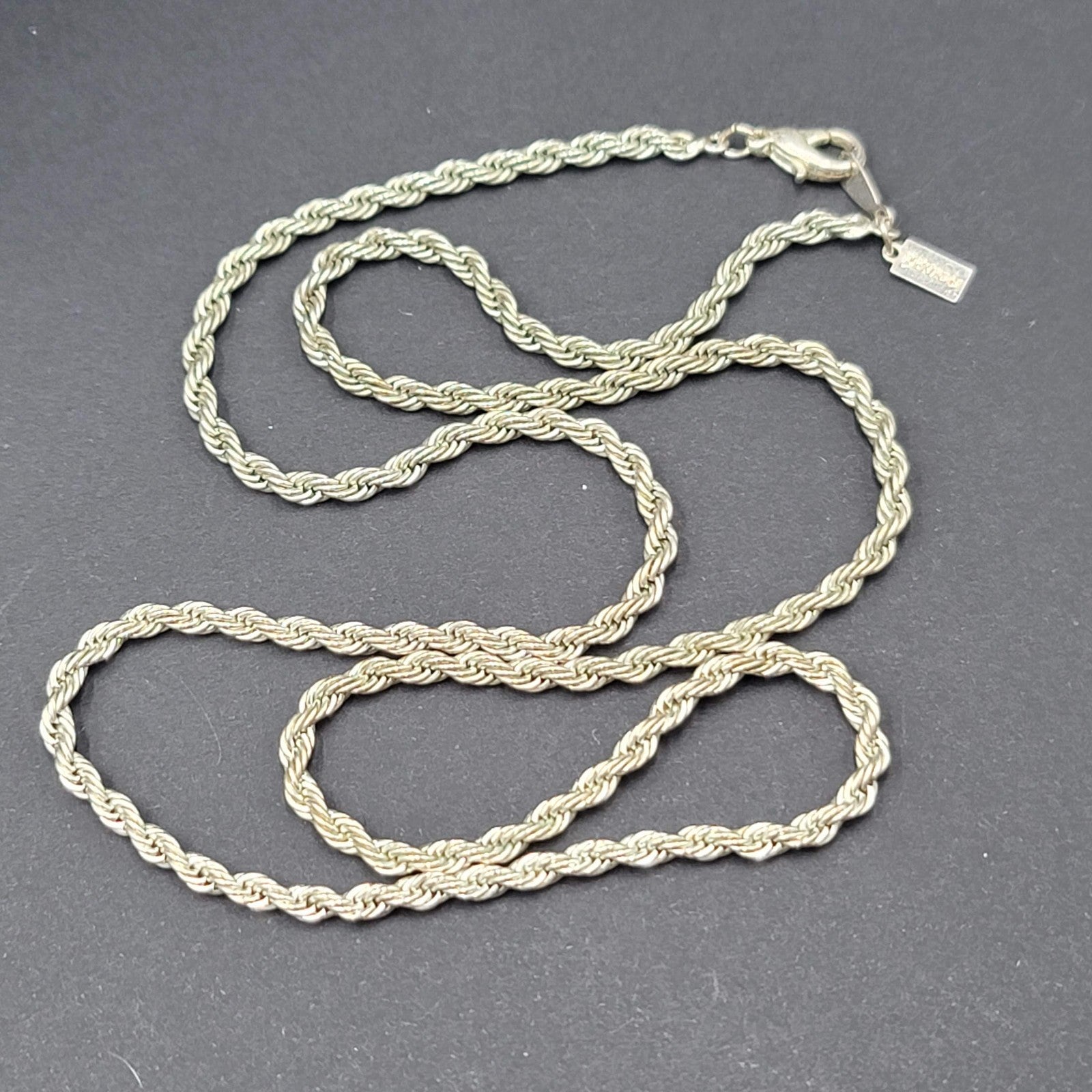 Vintage Revelon Twist Rope Necklace Silver tone Estate Costume Jewelry 24"
