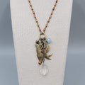Charm Pendant Necklace Bronze tone Long Chain 28"
