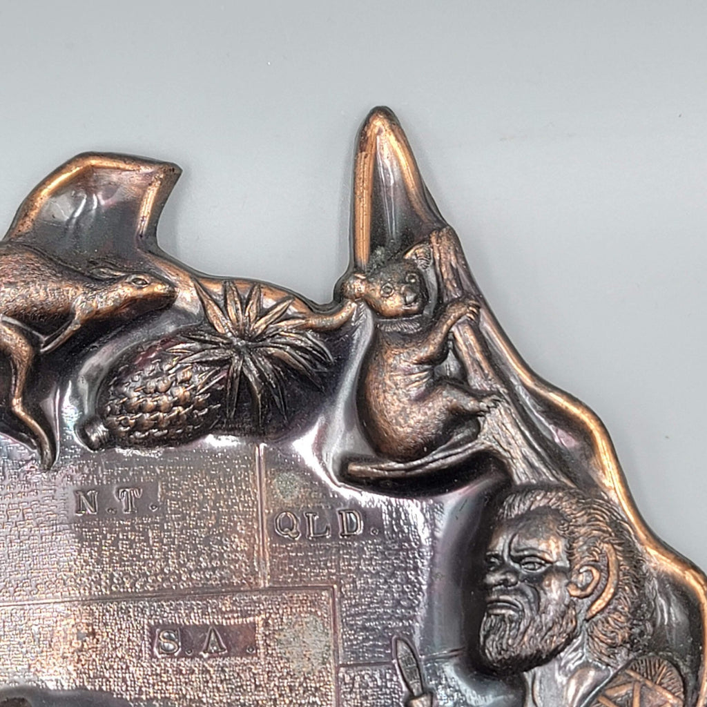 Vintage Metal Ashtray Trinket Dish  Australia Travel Souvenir 6.5"