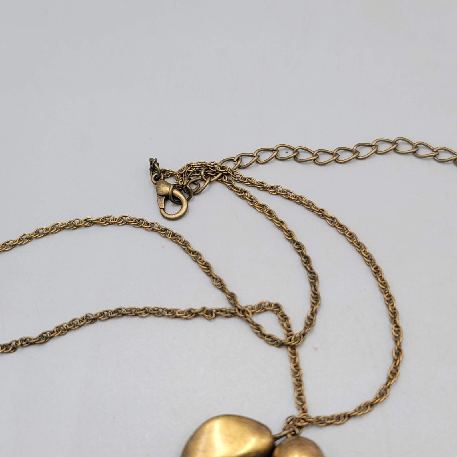 Blue Bead Necklace Bronze tone Chain 36" Long