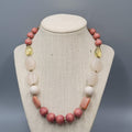 Loft Necklace Wood Stone Bead Multicolor Gold tone 18"-20"