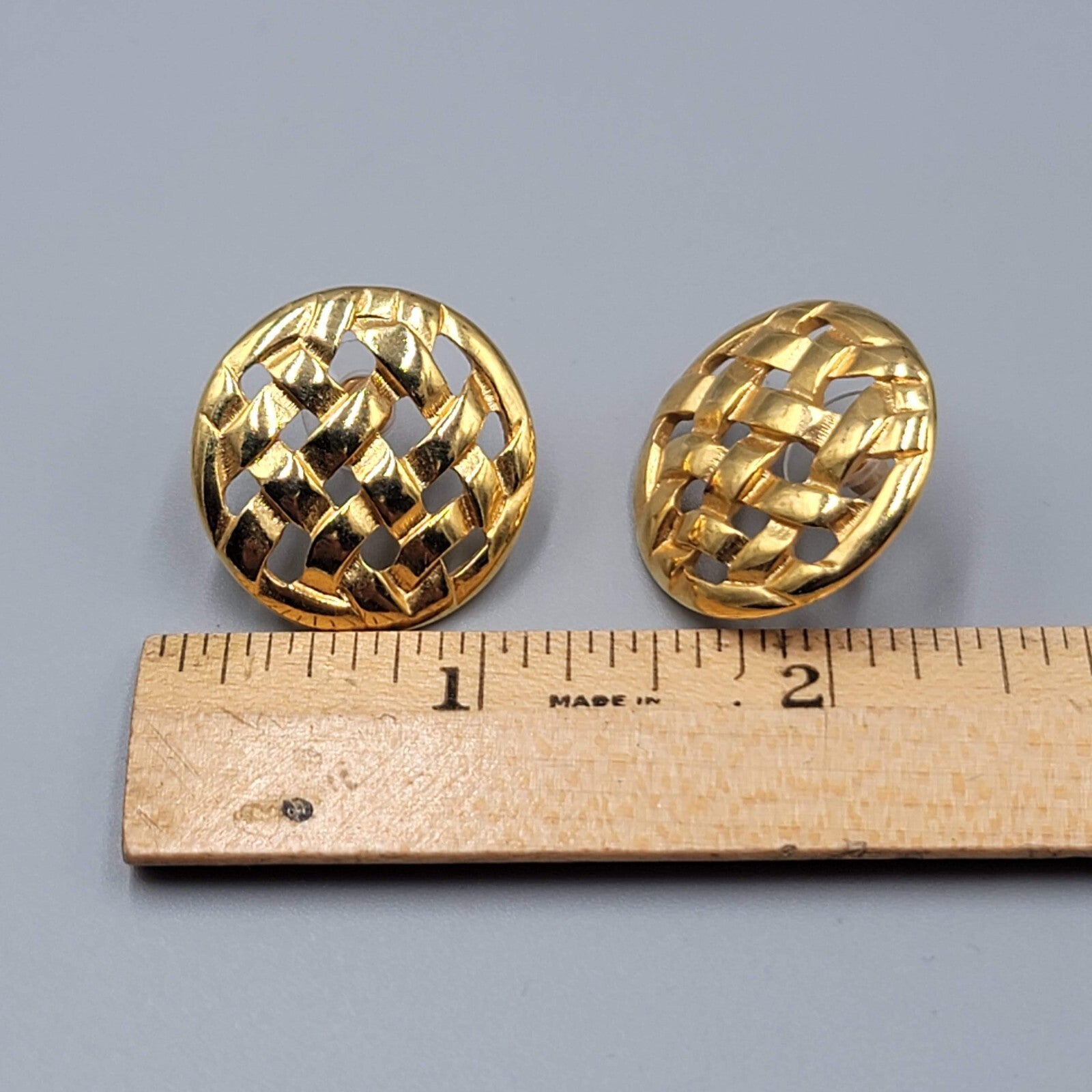 Vintage Pierced Earrings Gold Plated Wound Open Work Drop 1"