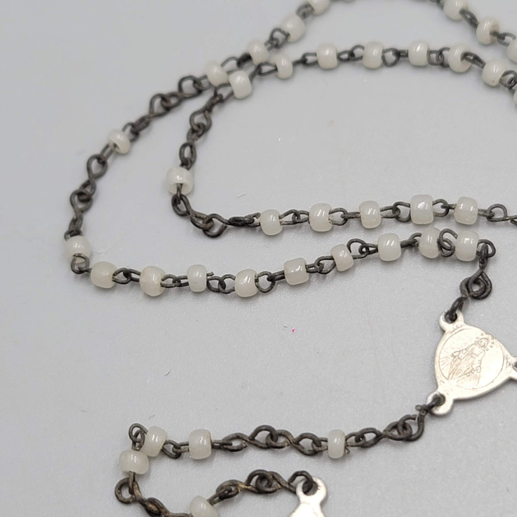 Catholic TINY Rosary Crucifix Translucent Plastic Beads Silver tone