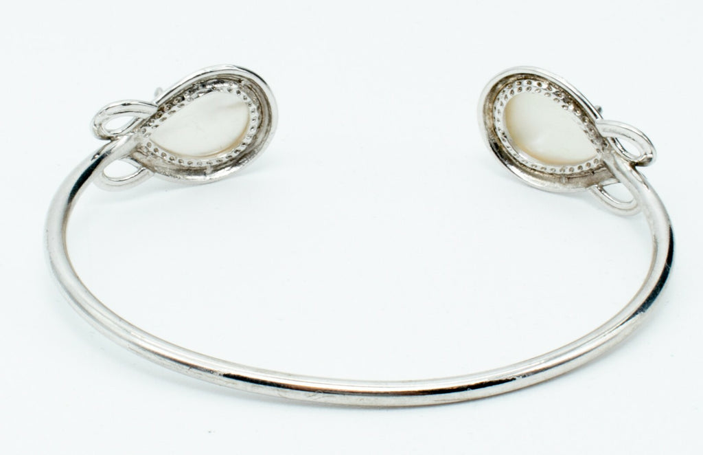 Silver tone Cuff Faceted Mother of Pearl Bracelet Costume 2 3/8" x 1 3/4" NWOT