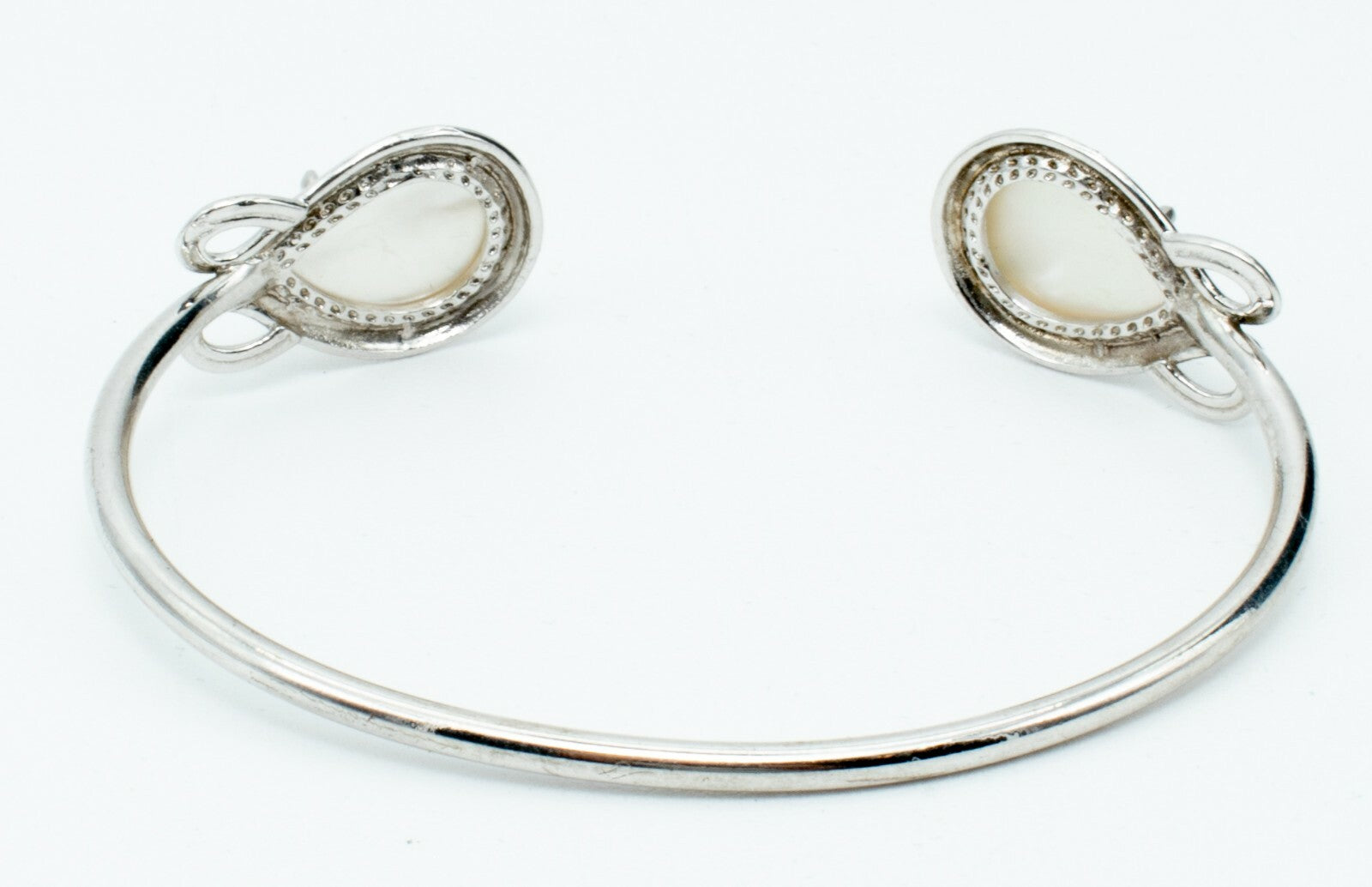 Silver tone Cuff Faceted Mother of Pearl Bracelet Costume 2 3/8" x 1 3/4" NWOT