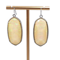 Yellow Glitter Resin Pierced Earrings Silver tone Dangle 1 7/8"